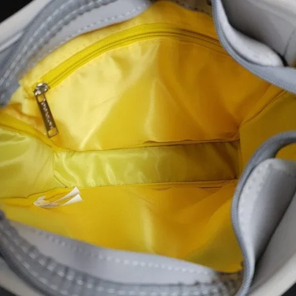 PreneLOVE Grey Camo Neoprene Crossbody Bag – Yellow Lining, Adjustable Strap - Picture 10 of 13